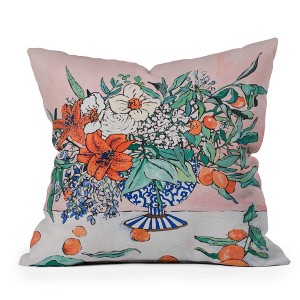 16"x16" Lara Lee Meinties California Summer Bouquet Ora Square Throw Pillow Pink - Deny Designs - 1 of 4