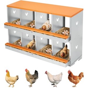 Chicken Nesting Box, 1/2/3-Tier Metal Egg Laying Box with Large Vented Compartments, Heavy-Duty Hen Egg Collector, Orange/Green - 1 of 4