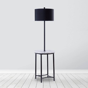 61.5" Amelia Modern Floor Lamp with Table and USB Port - Teamson Home: ETL Listed, Push Button Switch - 1 of 4