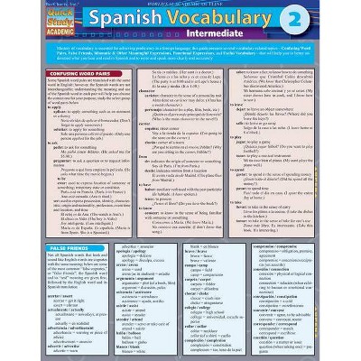 Spanish Vocabulary 2: Intermediate - (Quick Study: Academic) by  Barcharts Inc (Poster)