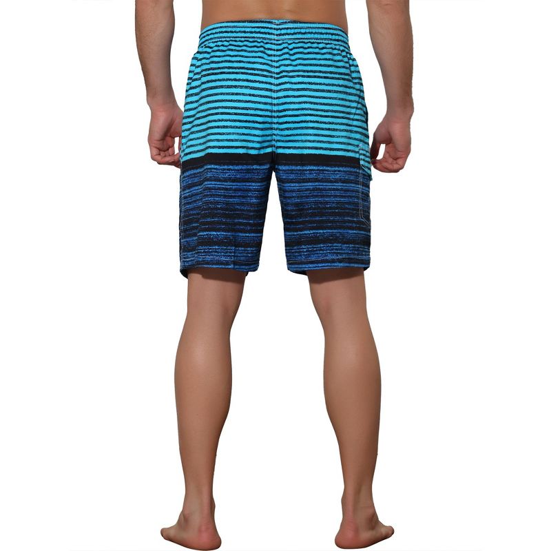 Lars Amadeus Men's Color Block Stripes Pattern Drawstring Waist Swimwear Shorts, 3 of 6