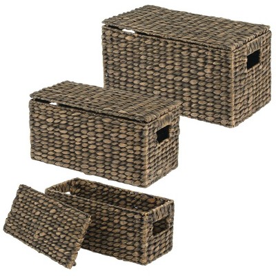 woven storage basket with lid