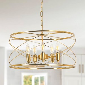 Bella Depot 20" Gold Metal Cage Chandelier Adjustable Pendant Light for Hallway, Kitchen Island - 1 of 4