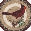 Earth Rugs Cardinal Pinecone Round Trivet – 10" Red Bird & Pine Print on Braided Natural Jute Table Mat - 3 of 3