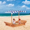 SUGIFT Kids Foldable Wooden Sandbox with Retractable UV-Protection Canopy and Bench Seats - 3 of 4