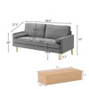TiramisuBest 65" Velvet Sofa, Plush Upholstered Couch for Living Room or Bedroom (Grey) - 3 of 4