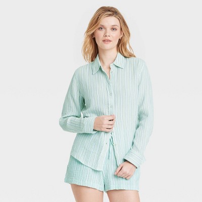 Women's Gauze Long Sleeve Collared Button-Down Shirt - Universal Thread™