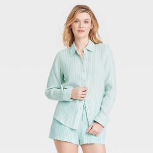 Women's Gauze Long Sleeve Collared Button-Down Shirt - Universal Thread™ - 1 of 3