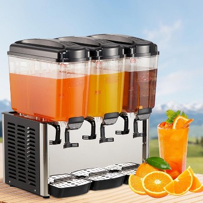 Commercial Cold Beverage Dispenser 3 Tanks 14.3 Gallon With Thermostat Controller