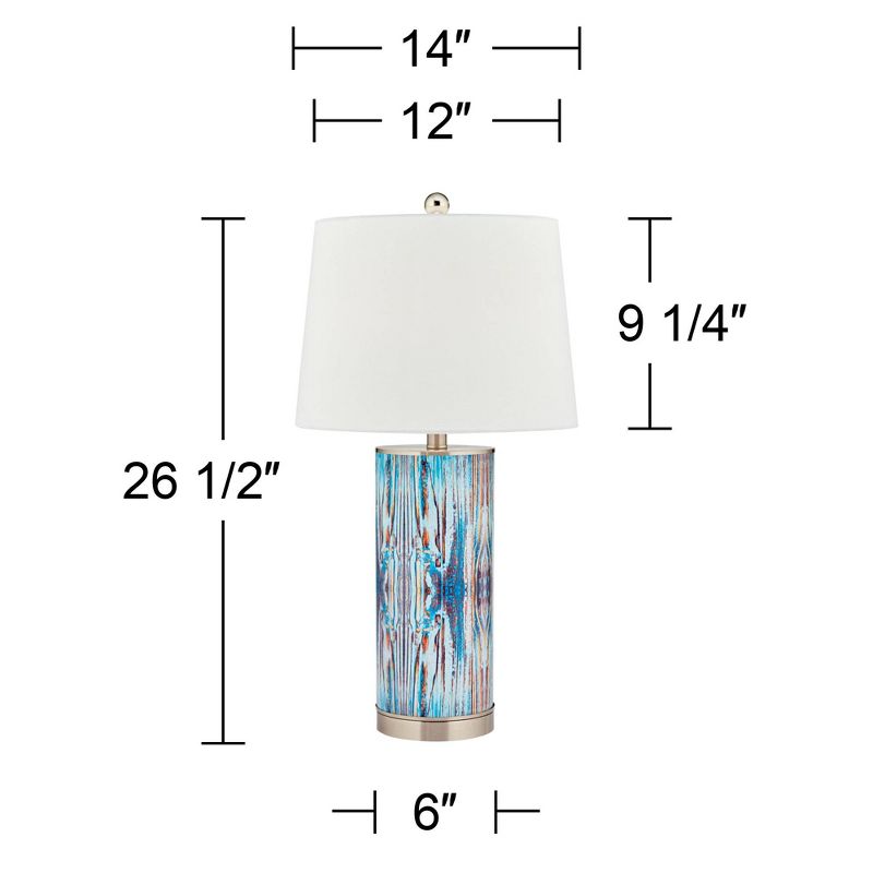 360 Lighting Mendes Modern Coastal Table Lamp 26 1/2" High Brushed Nickel Blue Glass White Shade for Bedroom Living Room Bedside Nightstand Office, 4 of 9