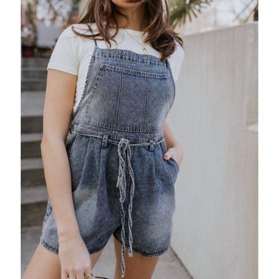 Women's Marina Washed Denim Romper - Her Entire Name Says Grace