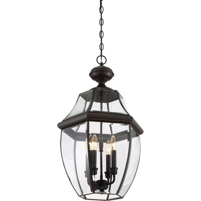 Medici Bronze 4-Light Outdoor Hanging Lantern with Clear Glass