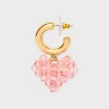 Valentine's Day Glass Heart Hoop Earrings - Wild Fable™ Gold/Pink: Nickel-Free Metal, Post Closure, 1.5" Length - 3 of 3