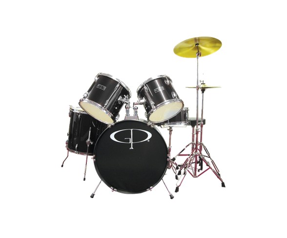 GP Percussion GP100 5-pc. Complete Drum Set - Black