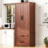 LunaLulinlk 71" Farmhouse Kitchen Pantry Cabinet with 2 Large Drawers,Embossed Texture Freestanding Cupboard Cabinet,Brown - 3 of 4