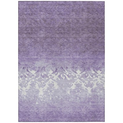 HomeRoots 10' X 14' Purple And Ivory Damask Washable Indoor Outdoor Area Rug