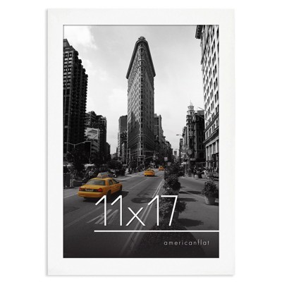 Americanflat 11x17 White Picture Frame, Legal Sized Paper Display. Shatter-Resistant Glass. Hanging Hardware Included