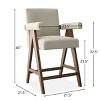 Set Of 3 Morgan 25.5" Height Upholstered Seat and Back Counter Stools With Upside Down "V" shape design Solid Wood Legs-Maison Boucle - 4 of 4