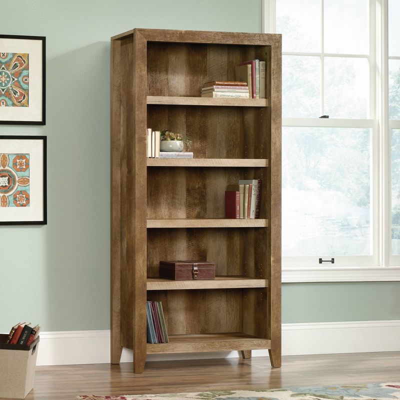 71&#34; Dakota Pass 5 Shelf Bookcase Craftsman Oak - Sauder: Rustic Country Style, MDF, Laminate Finish, Adjustable Shelves, 5 of 6