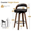 SKRAN Swivel PU Leather Bar Stools Set of 2  Walnut Counter Height Bar Stools with Back and Arms Curved Back & Adjustable Anti-slip Foot Pads - 3 of 4
