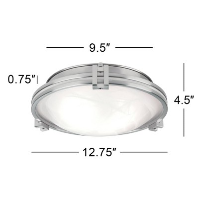 16" Brushed Nickel and Glass Art Deco Flush Mount Ceiling Light