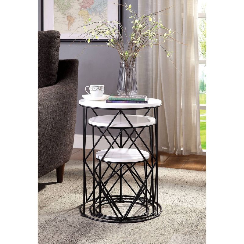 3pc Melmar White Top Nesting Table White/Black - HOMES: Inside + Out, 4 of 6