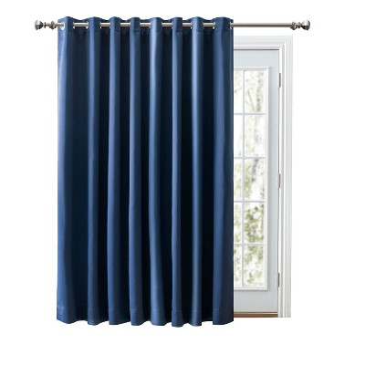 Blue Polyester Blackout Grommet Patio Panel with Wand