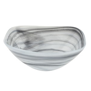 HomeRoots Set of Two 6" Gray And White Alabaster Glass Square Candy or Nut Bowls - 1 of 4