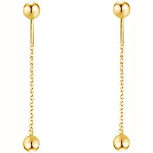 925 Sterling Silver Double Ball Drop Earrings – Minimalist Dainty Screw-Back Jewelry Gift for Women - 1 of 4
