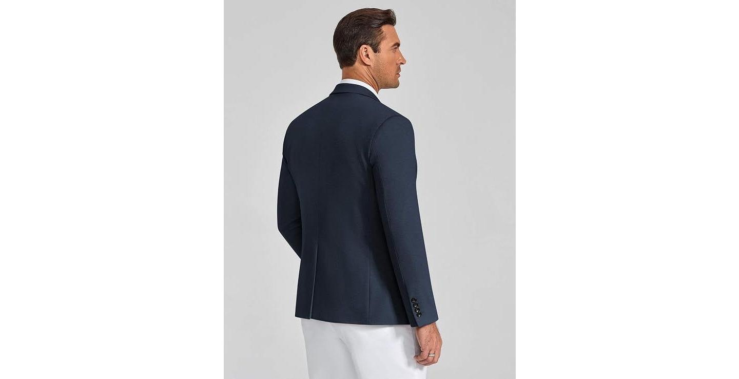 Мужской пиджак COOFANDY Sport Coats and Blazers Big and Casual One Button Lightweight Busienss Suit Jacket Navy Blue, цвет: Тёмно-синий — фото 4