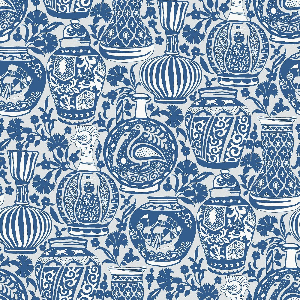 Photos - Wallpaper Roommates Delft Pottery Blue Peel and Stick  