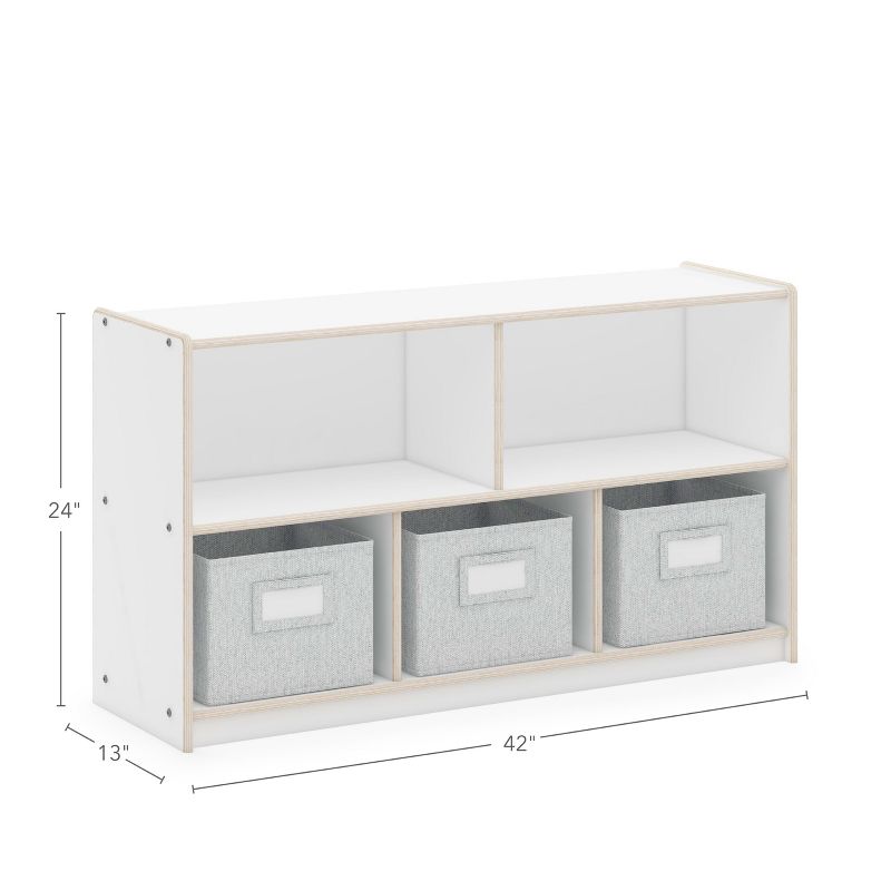 Guidecraft EdQ 2-Shelf 5-Compartment Storage 24": Multi-purpose Wooden Home and Classroom Storage Shelf with Bins for Books and Toys, 5 of 6