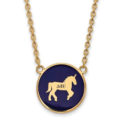 Black Bow Jewelry 14k Yellow Gold Plated Sterling Silver Delta Phi Epsilon Greek Life Necklace 18 Inch