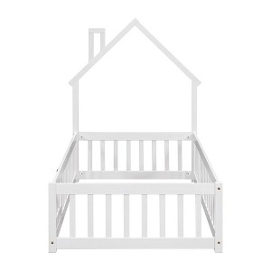 House-Shaped Headboard Floor Bed with Fence - 1 of 4