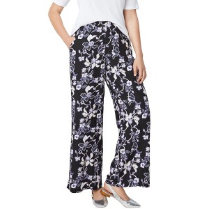 ellos Plus Size Wide-Leg Soft Pants With Back Elastic - 1 of 4