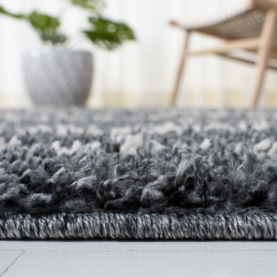 Venus Boho-Chic Dark Grey Plush Shag Square Rug - 5'3"