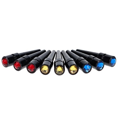 Swarovski Austrian Crystal Cribbage Pegs - Set of 9 Black Metal Pegs (3 red, 3 cobalt blue, 3 topaz)