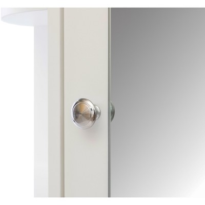 White Wall Mounted Mirrored Medicine Cabinet with Open Shelves