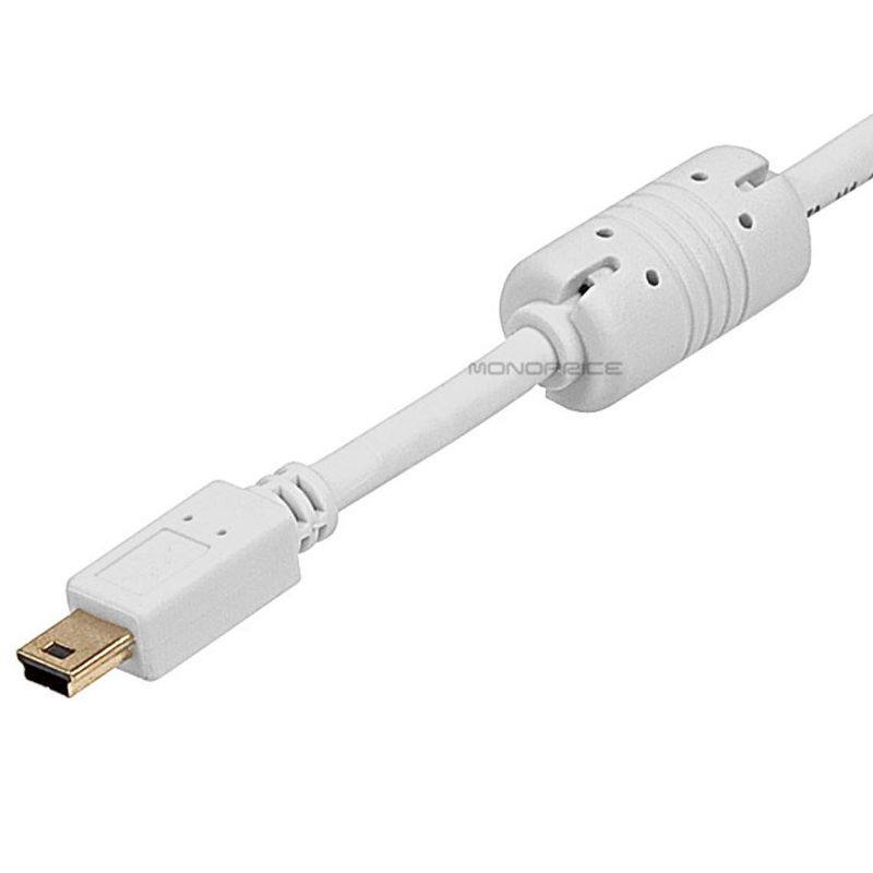 Monoprice USB 2.0 Cable - 1.5 Feet - White | USB Type-A to USB Mini-B 2.0 Cable - 5-Pin, 28/24AWG, Gold Plated, 3 of 4