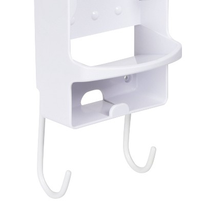 White Plastic Wall Mount Iron and Ironing Board Organizer