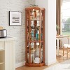 Vynxaria Corner Curio Cabinet, American Classical Style, Glass Display Case, Light Oak Finish, 150 lbs Capacity - 2 of 4