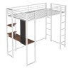 Whisen Twin Size Metal Loft Bed with Built-in Desk, Shelf and Ladder - 3 of 4