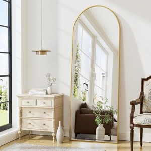Beautyolove Full Length Mirror, 64"x21" Free Standing Floor Mirror, Modern Full Body Mirror with Stand, Wall Mirror, Gold - 1 of 4