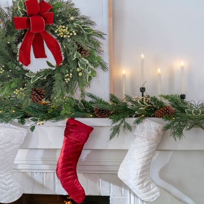 19'' Ivory Quilted Velvet Christmas Stocking