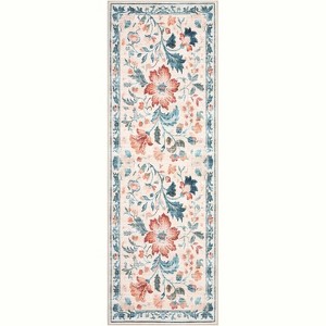 Washable Floral Rug, 5x7ft Non-Slip Foldable Area Rug, Machine Washable Pink Rug for Living Room Bedroom, Pet-Friendly - 1 of 4