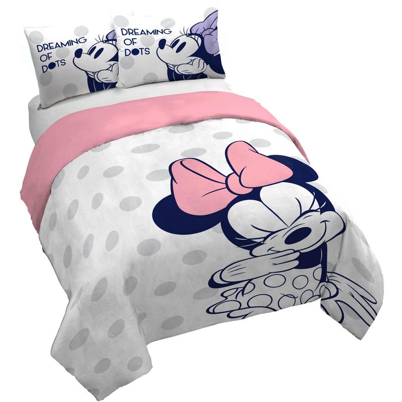 Saturday Park Disney Minnie Mouse Dreaming of Dots 100% Organic Cotton Duvet Cover & Sham Set, 1 of 8