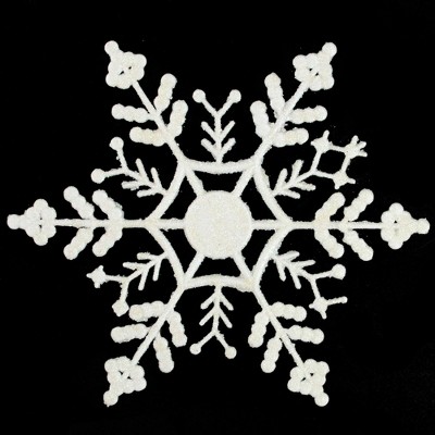 Northlight Club Pack of 12 White Glitter Snowflake Christmas Ornaments 6.25"