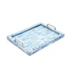 SEVOBAL Serving Platters 2 Set Handcrafted Checkered Serving Trays with Elegant Bone and Resin Set with Handles for Dining, Blue, 18"*11"*2.5" - 3 of 4