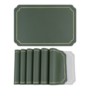 REGALWOVEN Leather Heat Resistant Washable Wipeable Dining Table Placemats 18 x 12 Inch 6 Pcs - 1 of 4