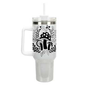 Elanze Designs Woodland Mushroom Flowers 40 oz. Stainless Steel, Large Water Bottle Coffee Mug, Spill & Leak Resistant, Thermal Travel Tumbler with - 1 of 1